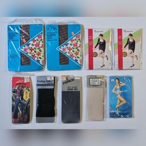 Vintage Lot of 1970s & 80s Pantyhose (Knee Hi's, Leda, Angelina, Queentex)